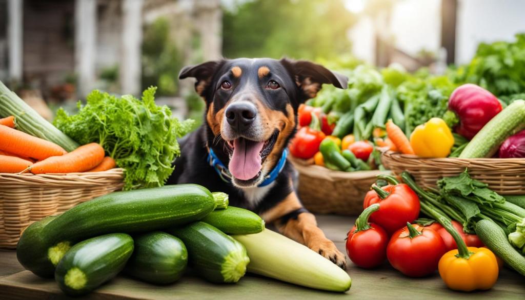 Dog-friendly vegetables including zucchini